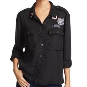 SOFT JOIE Gionna B Embroidered-Patch Utility Shirt, Sz. Medium